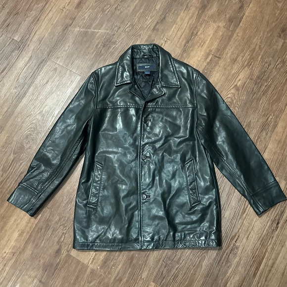 ジャケット・アウター OLD GAP Leather Car Coat Black L OLD GAP Leather Car Coat カーコート レザージャケット